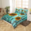 Erosebridal Turquoise Country Farmhouse Bedding Set Rustic Sunflower Duvet Cover