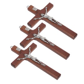 Operitacx 3pcs Wooden Jesus Cross Pendants Lightweight Decorative Cross Charms for DIY Necklaces Spiritual Decor and Prayers for Christian Faith Projects