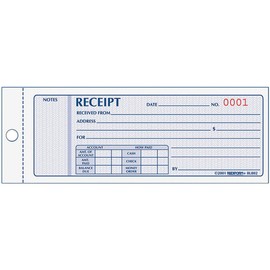 rediform Receipt Book, 7 x 2 3/4, Carbonless Triplicate, 50 Sets/Book