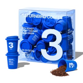 SATURNBIRD Coffee Instant Cold Brew, Medium Roast (NO.3), 100% Arabica Coffee Powder, Enjoy Cold/Hot, 24 Single Serves Perfect for Iced Coffee, Camping, Travel, Home, Office