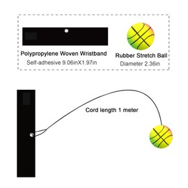 DBAILY Springball with Cord 4 Pieces Diameter 47 mm Wrist Return Ball with Elastic Band Ball with Cord for Children Adults Football, Basketball, Softball, Baseball