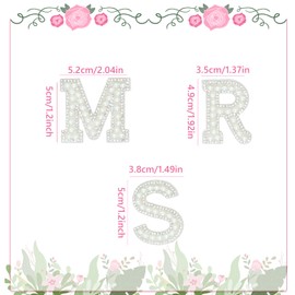 CHEERYMAGIC Rhinestone Iron on Patches, MRS Diamond Pearl Stick on Letter Patches, MRS Sew on Fabric Applique Letters Patches for Clothes Hat DIY Art Craft Supplies A4-XNTT (MRS)