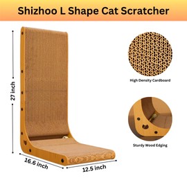 SHIZHOO Cat Scratcher 25 Inch L Shaped Cat Scratcher Protecting Furniture Vertical Cat Scratcher.