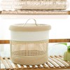 MIZHICRAFT Handwoven Cotton rope&Bamboo Storage Basket with - Foldable basket