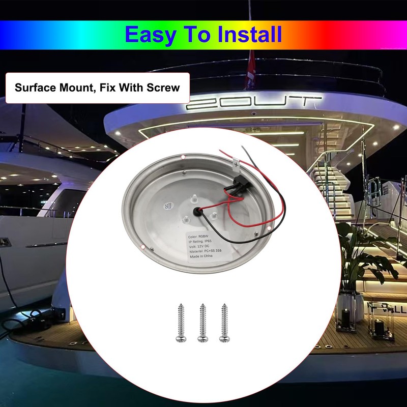 Vcanuplms Marine Boat Dome Lights, 7 Inch RGBW LED Cabin