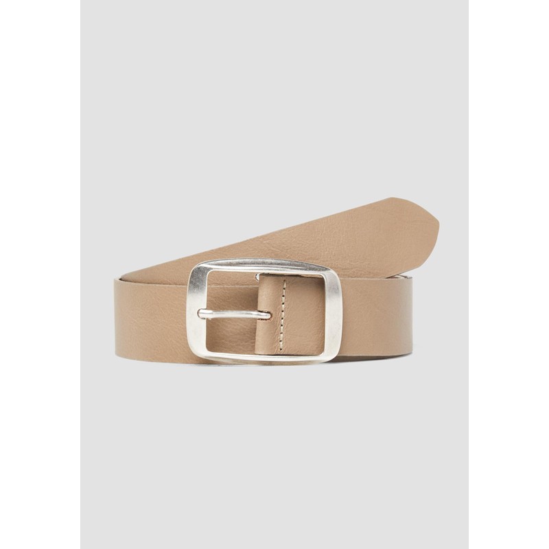 s.Oliver Leather Belt with Square Clasp, Cognac