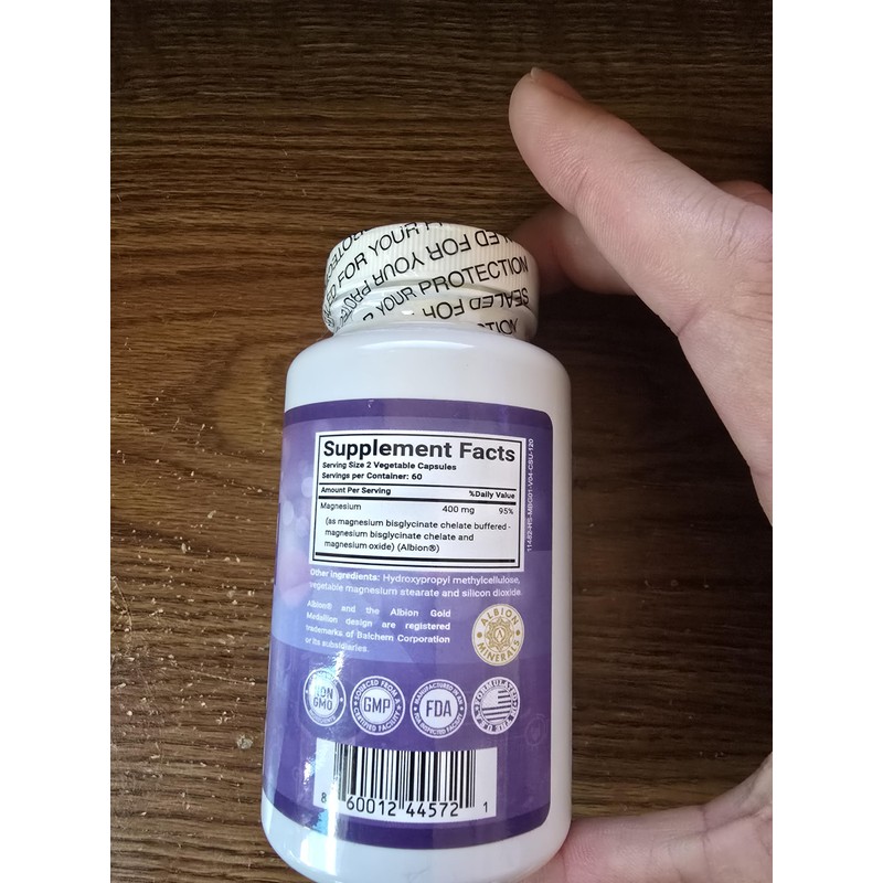 Super Supplement Purified Magnesium Glycinate 400 mg, [120 ct] Maximum