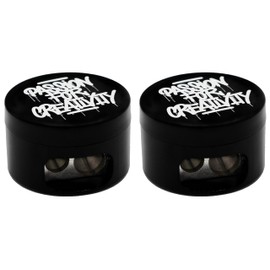 KUM AZ3820116 - Pencil Sharpener with Container, PFC Black, 2 Sharpeners for Thick and Thin Pencils, 8 and 12 mm