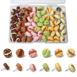 60Pcs Mini Push Pins Food Thumb Tacks for Photo Wall Cork Board School Offices Cute Decorative Push Pins for Bulletin Board
