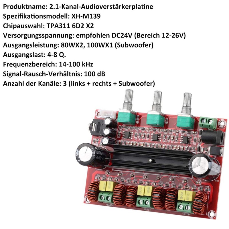 Clyxgs TPA3116D2 2.1 Digital Power Amplifier Board, 2x80W + 100W
