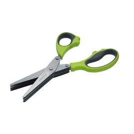 KitchenCraft Herb Scissors with 5 Blades and Cover, Stainless Steel, Green, 21.5 cm