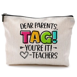 QGFM Funny Teacher Makeup Bag, Teacher Appreciation Gifts, Travel, Gym, Multicolor, Scratch Resistant, Cosmetic Bags, Makeup Bag