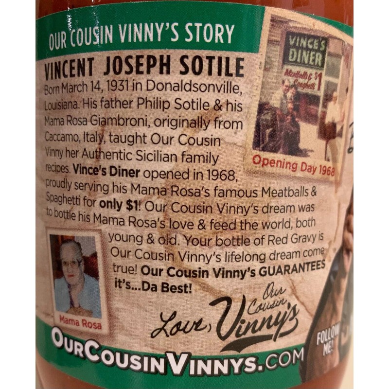 Our Cousin Vinny's Red Gravy Pasta Sauce - 32oz -