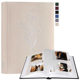 Lanpn Photo Album for DIY and Gluing, Small Linen Photo Book, 60 White Pages with Glassine Dividers, Holds 9 x 13 cm, 10 x 15 cm, 13 x 18 cm Photos (Beige, 19 x 27 cm)
