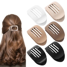 FloralGrace Set of 6 Flat Hair Clips Matte Light Hair Clips Set, Round Hair Clips for Women and Girls, Flat Claw Clips with Strong Hold for Thick and Thin Hair
