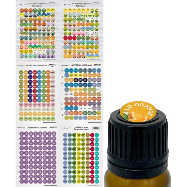 doTERRA Essential Oil Labels Beautifully Illustrated Lid and Cap Stickers for EO Aromatherapy Bottles. Includes 2018, 2019 Convention Oils. 528 Stickers, 6 Sheets by Got Oil Supplies
