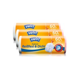 Swirl 60 Litre White Drawstring Bin Liners - 3 Rolls of 10 Bags