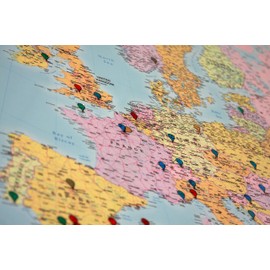 Map Stickers - Gift - 100 Translucent Map Stickers - Mark Where You've Travelled Without Covering It - Coloured Dot Stickers Let You See What's Underneath - Light Grey, Green, Blue, Yellow and Red