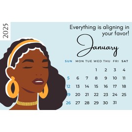 Generic Black Girl Magic 2024 Desk Calendar - Black Women's Empowerment Calendar - Gifts for Black Girls - 6x4 Monthly Motivational Calendar Cards with Stand