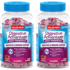 Digestive Advantage Probiotic Gummies for Digestive Health, Daily Probiotics for Women & Men, Support for Occasional Bloating, Minor Abdominal Discomfort & Gut Health, 2x90ct Bottles Superfruit