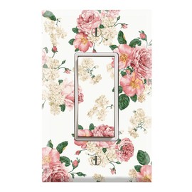 Graphics Wallplates - Pink White Flower Pattern - Single Rocker/GFCI Outlet Wall Plate Cover