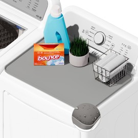 SEIRI 1pcs Washer and Dryer Covers for the Top, 26" x 18" Silicone Dryer Top Protector Mat Non-slip Waterproof Washing Machine Cover Protector Top Load for Laundry & Kitchen (Light Gray)