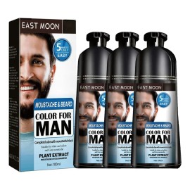 3 X Champú For Teñir Permanentemente La Barba, Color Negro