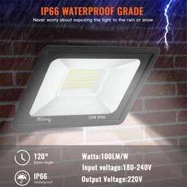 toobettp 50 W LED Outdoor Spotlight, IP66 Waterproof, Super Bright 5000 LM Floodlight, 3500 K Warm White, LED Spotlight, Outdoor Spotlight for Gardens, Courtyards, Garage, Hotel