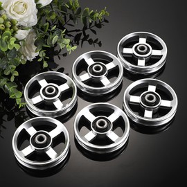 OwnMy 6PCS 95mm Aluminium Alloy Pulley Wheels Pulley System for Home Gym Exercise Machines Sports Fitness Equipments, Universal Bearing Pulley Wheels for Cable Machines Garage Doors, Silver