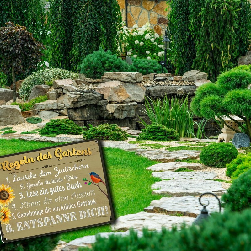 Rules of the Garden Rustic Style Metal Sign