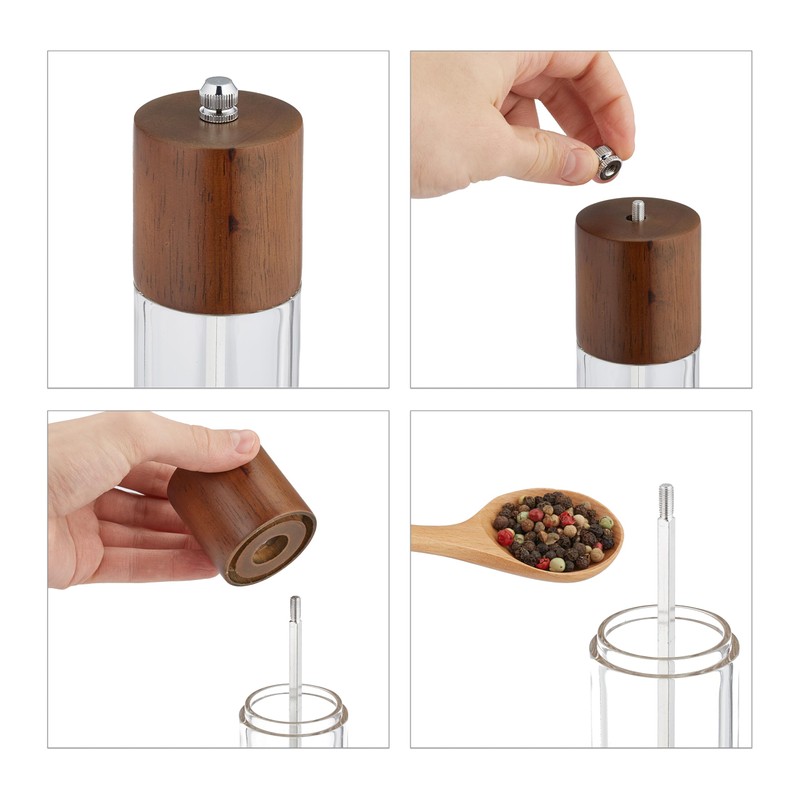 Relaxdays Salt and Pepper Mill Set of 2 Coasters, Ceramic
