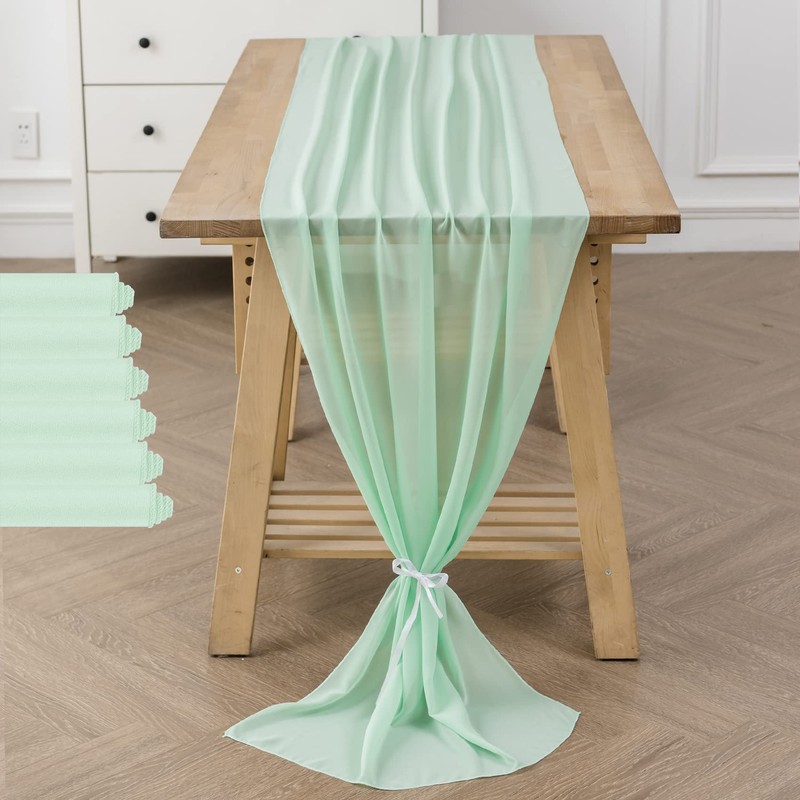 flohar 6Pack 9ft Chiffon Table Runner 14x108 Inch Sheer Romantic
