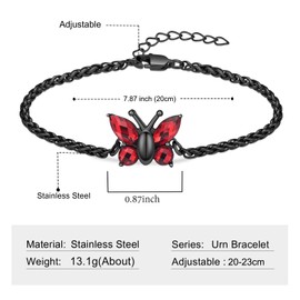 Imrsanl Butterfly Cremation Jewelry Urn Bracelet for Ashes Memorial Lockets Pendant Funeral Keepsake Jewelry for Ashes (Black)