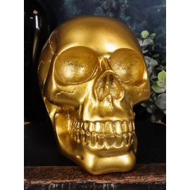Ebros Pirate's Loot Gold Skull Statue Day of The Dead Skull Head Figurine 5.5"L