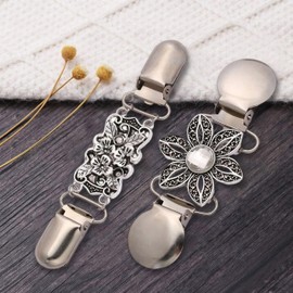 Stocking Stuffers for Teens 4 Pieces Sweater Shawl Clips for Women Vintage Shirts Dresses Clips Retro Cardigan Collar Clips Dress Brooches Bra Strap Clips for Girls（Style 2）