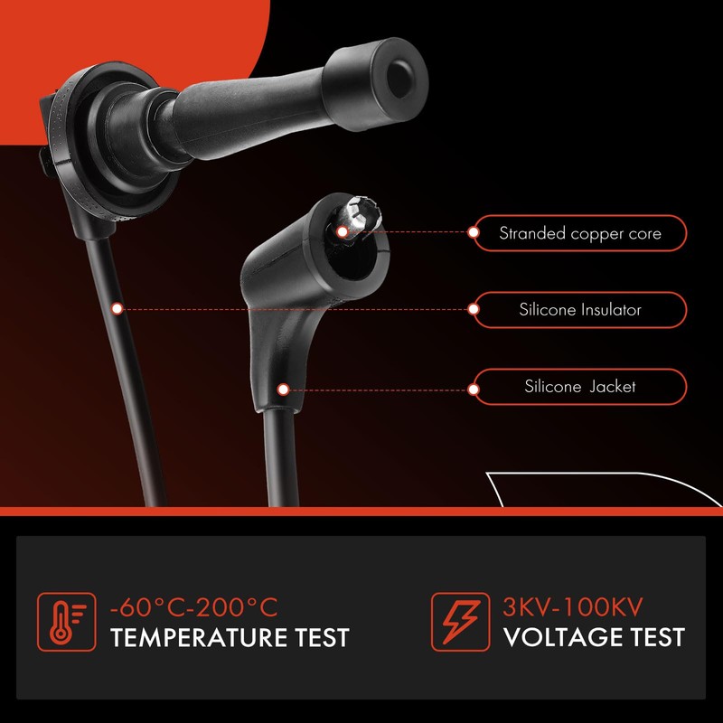 A-Premium - Juego de 4 cables de bujía de encendido