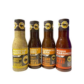 Buffalo Wild Wings Sweet and Spicy Variety Bundle - Parmesan Garlic, Honey BBQ, Caribbean Jerk, Mango Habanero - 12 ounces each One Size