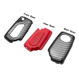 TANGSEN Estuche con llavero abatible para SCION IM TC XB TOYOTA C-HR COROLLA IM Control remoto de entrada sin llave con 3 botones Funda protectora personalizada Plástico Fibra de carbono Patrón Rojo Silicona