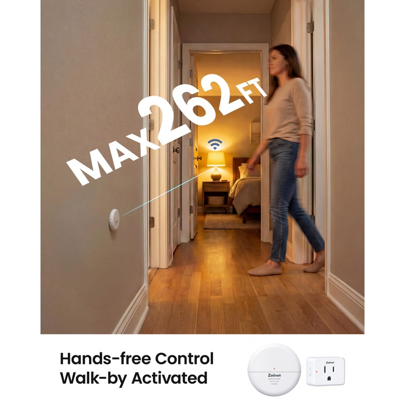 Wireless Motion Sensor Outlet, 15A/1500W, Adjustable Sensing Mode | 80-275V,