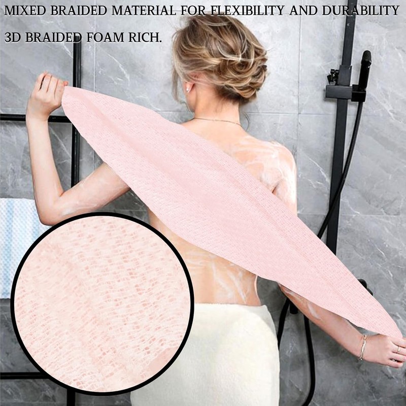 Toalla exfoliante corporal japonesa Rosa KEYRI de doble textura para