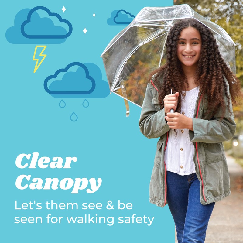 totes Kids Clear Bubble Umbrella with Dome Canopy, Lightweight Design,