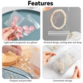 Tzylomirx 100 Pcs Small Zip Lock Bags, Reusable Ziplock Bags, Clear Reclosable Sealable Plastic Storage Bags, for Jewelry, Pills, Earring and Coins
