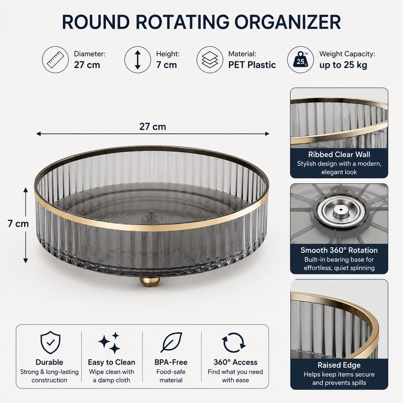 Rotating Pantry Organizer for Kitchen Storage – Clear Lazy Susan