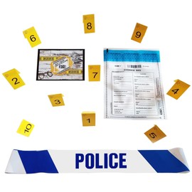 Kobe1 Police,Crime Scene Kit: Police Tape (6mx1),Evidence Bags (x2),Photo Evidence Frames(7cm x 4cm Folded) (Frames 11-20)