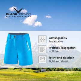 Black Crevice Women's Short Classic Shorts, Steel Blue/White