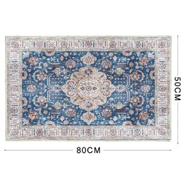 Vivi Bakie Entrance Mat, Indoor, Non-Slip, Absorbent, Quick Drying, Rug, Washable, Antibacterial, Odor Resistant, Lightweight, Soft, Floral Print, Mud Removal, Carpet, Stylish, Doormat 19.7 x 31.5 inches (50 x 80 cm) (Blue)