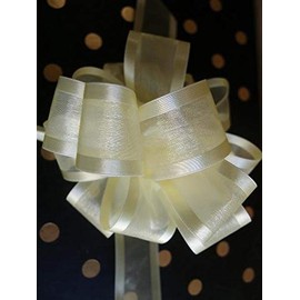 POSHNPRETTY 6" Arabesque Sheer Ribbon w/Satin Edge Pull Bow 18 Loops by 1.5" - Packs of 12 (Yellow)