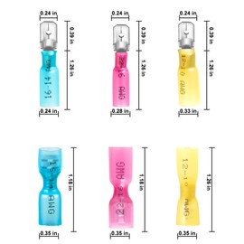 KYHSHJ Male Spade Connectors - Heat Shrink Spade Connector Kit - Quick Disconnect Wire Connectors - Electrical Spade Terminals - Red 22-16AWG 150 PCS