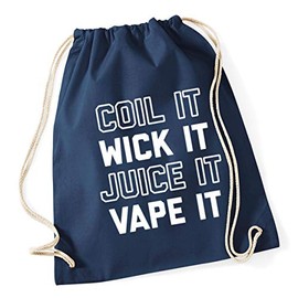 Hippowarehouse Coil It Wick It Juice It Vape It Drawstring Cotton School Gym Bag 37cm x 46cm, 12 litres