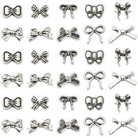 KitBeads 100Pcs 10 Style Ribbon Bow Beads Antique Large Bow Shaped Beads Tibetan Bowknot Beads for Bracelets Necklaces Jewelry Making Crafts Bulk
